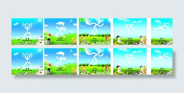 简笔运动墙体画