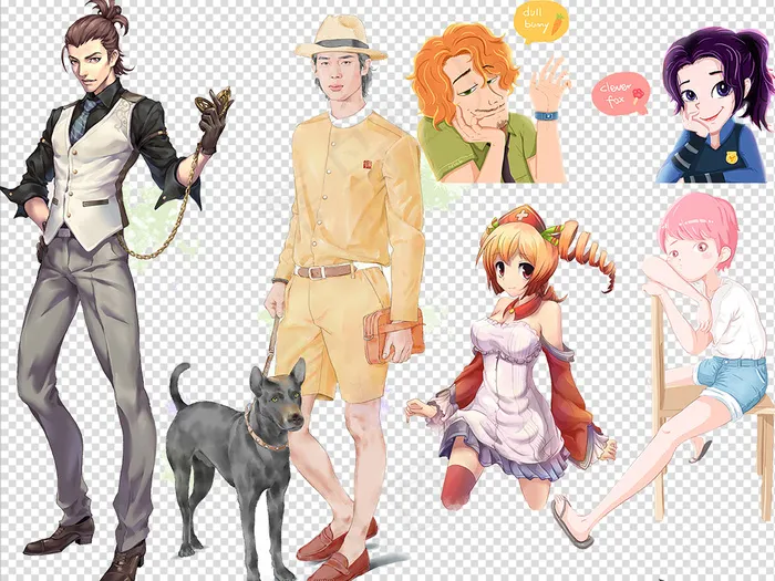 手绘卡通动漫游戏人物美女帅哥游戏漫...(1024X4269(DPI:72))psd模版下载