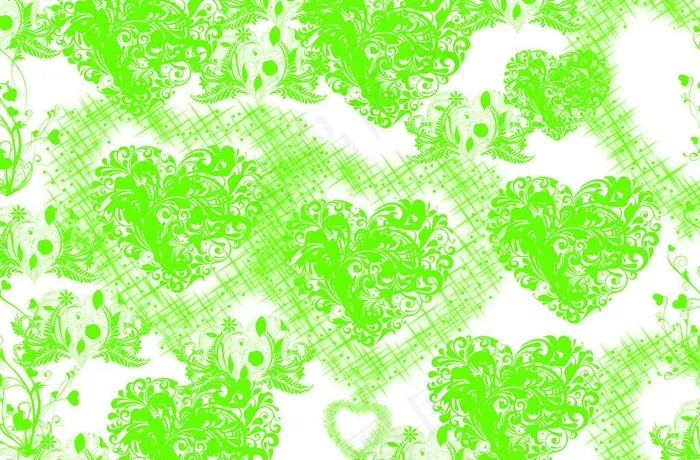 心型花纹绿色图片