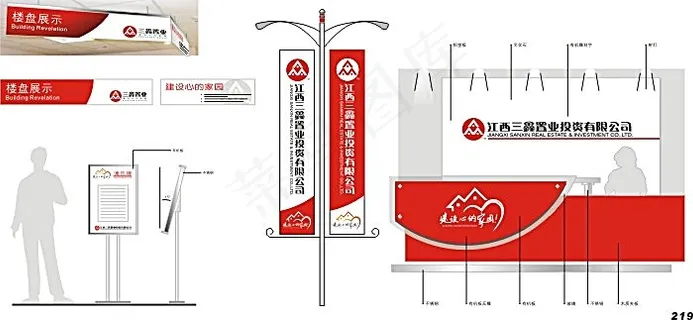 导视牌路旗标识矢量模板素材