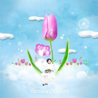 花朵下的小女孩