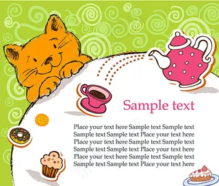 卡通猫咪背景矢量素材图片