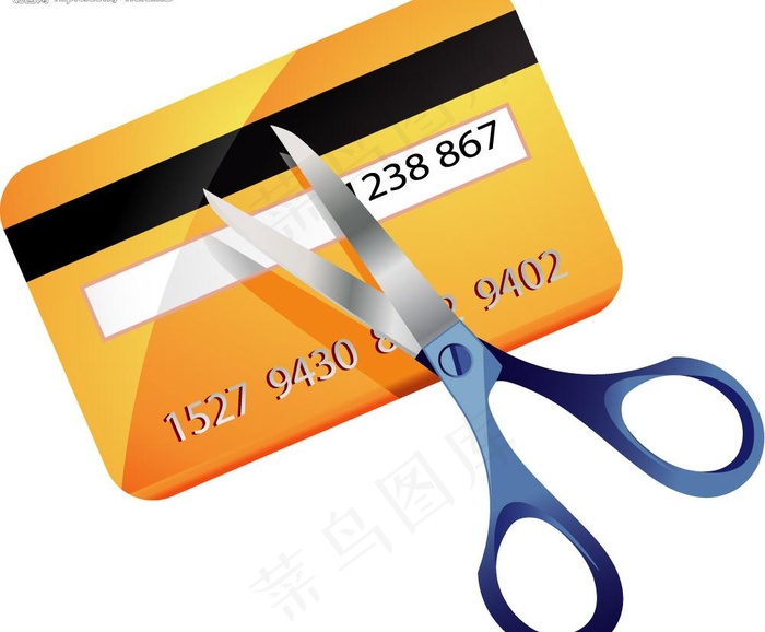 信用卡和剪刀图片ai矢量模版下载