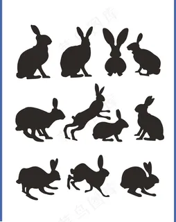 卡通动物兔子剪影