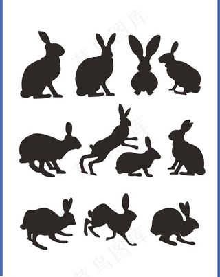 卡通动物兔子剪影