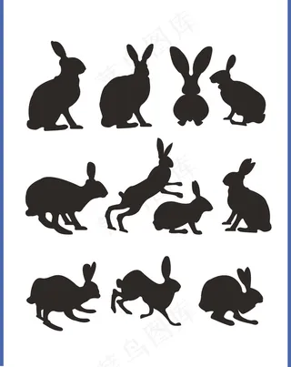 卡通动物兔子剪影