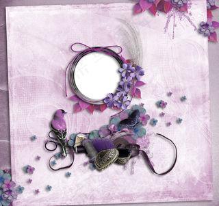 花朵花藤鸟蝴蝶线团针相框图片