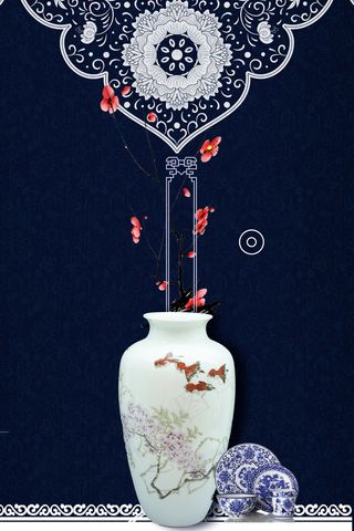 精典青花瓷花瓶花纹背景素材