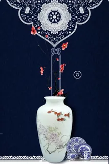 精典青花瓷花瓶花纹背景素材 精典青花瓷花瓶花纹背景素材