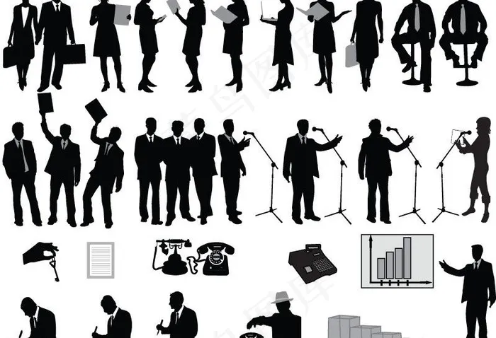 人物剪影图片ai矢量模版下载