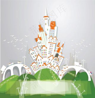 卡通城市主题矢量素材-2