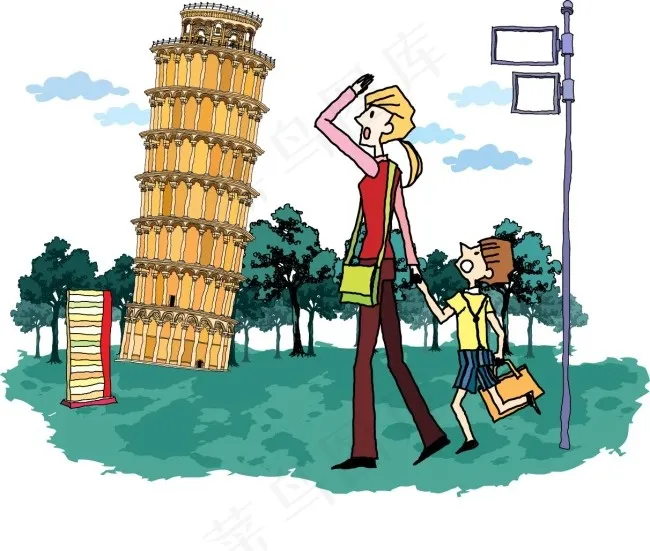 旅行的母子ai矢量模版下载