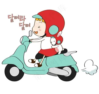 女孩和兔子骑摩托车图片
