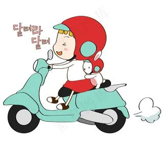 女孩和兔子骑摩托车图片