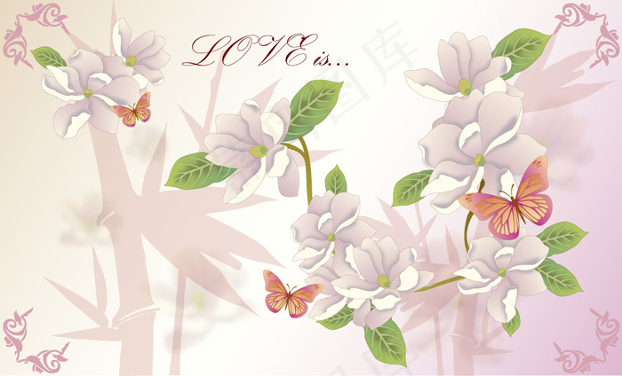 春天粉色花朵背景矢量素材（二）