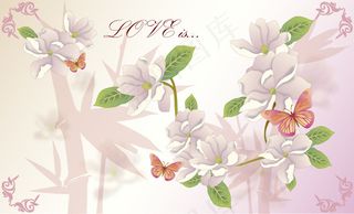 春天粉色花朵背景矢量素材（二）