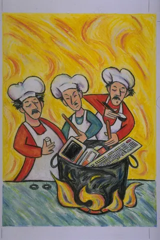 厨师蜡笔画