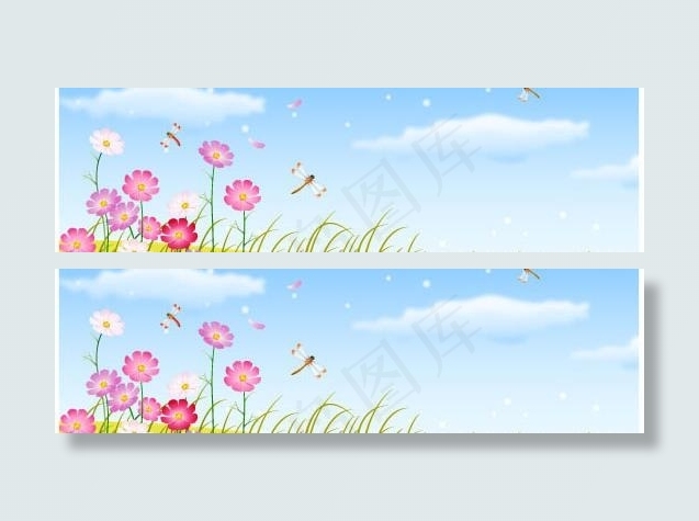 韩国春天风光矢量图02