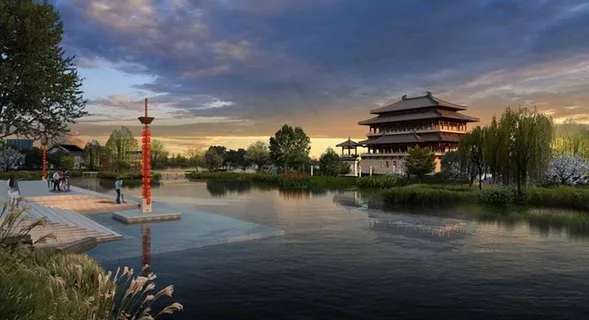 中国风古城城楼风光图片