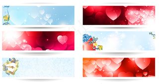 情人节浪漫横幅模板矢量