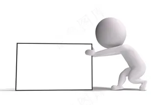 拿着空白广告牌的3d小人图片