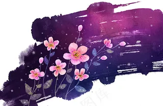 书法五彩水墨笔触背景底纹图片