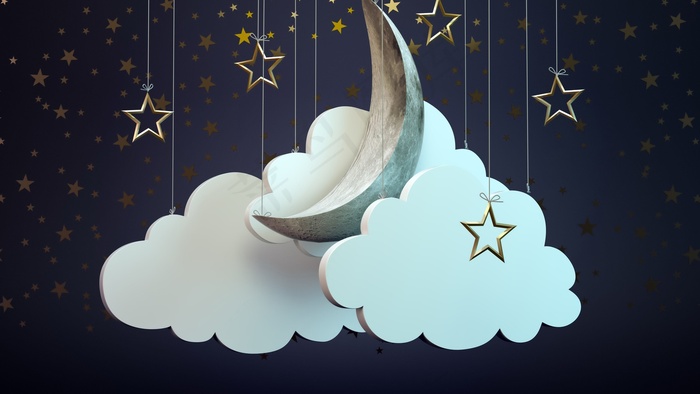 3D卡通月亮星星