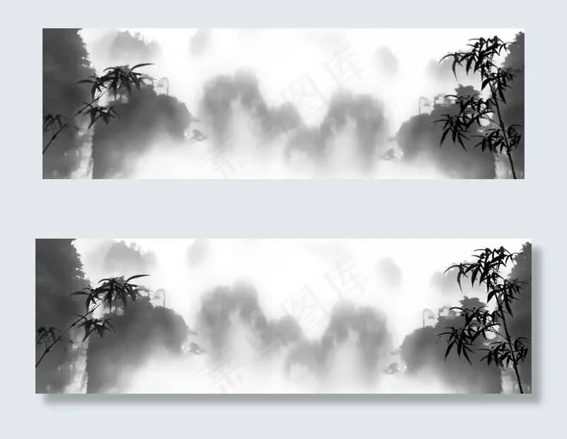中国风中秋节水墨古风banner海...(1920X600(DPI:72))psd模版下载