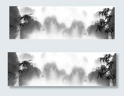 中国风中秋节水墨古风banner海...