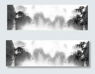 中国风中秋节水墨古风banner海...