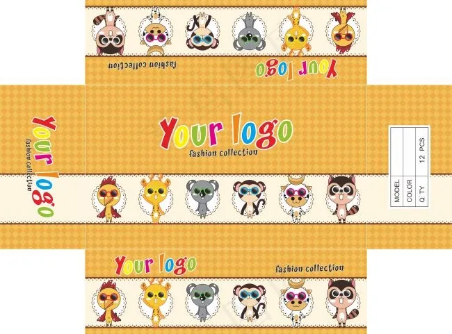 桔色儿童太阳镜包装盒设计cdr矢量模版下载