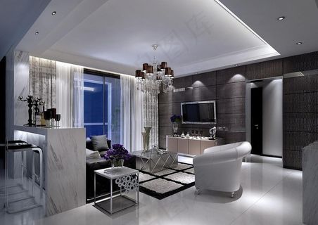 现代简约黑白风格室内设计效果图
