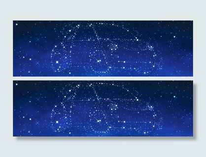 蓝色背景虚幻汽车汽车画册素材星星圆点图片