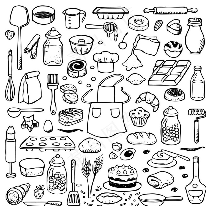 手绘食物图片eps,ai矢量模版下载