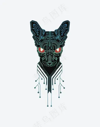 卡通图案海报背景素材机器狗科技元素