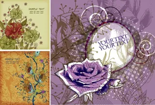 复古手绘花卉设计元素ai