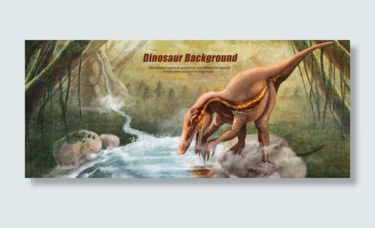 喝水恐龙插画PSD分层素材