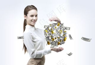 金钱在手的白领PSD模板
