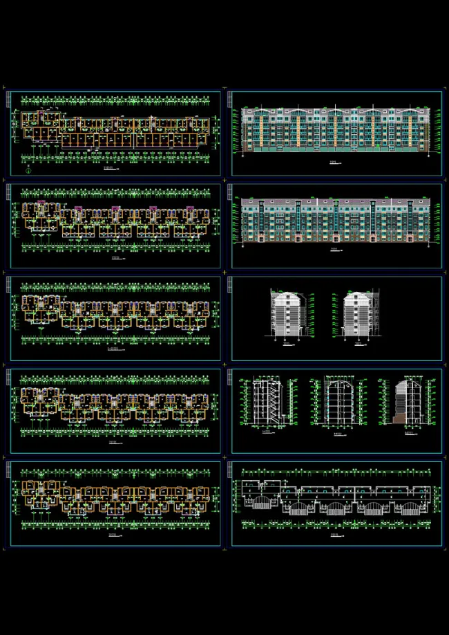 高级住宅小区多层住宅cad施工图