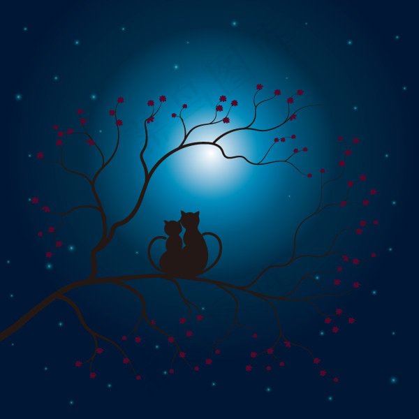 七夕情人节剪影背景矢量素材合集eps,ai矢量模版下载
