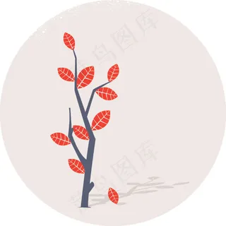唯美漂亮卡通树叶剪影图形剪纸图案素...