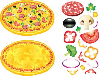 食材和披萨插画