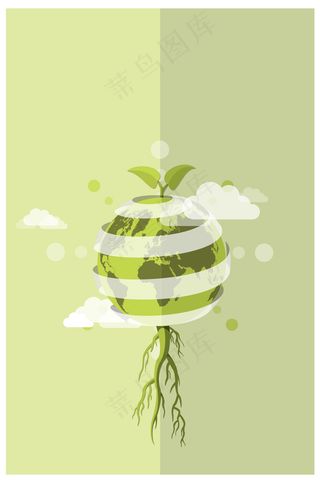 矢量手绘环保绿色文艺背景