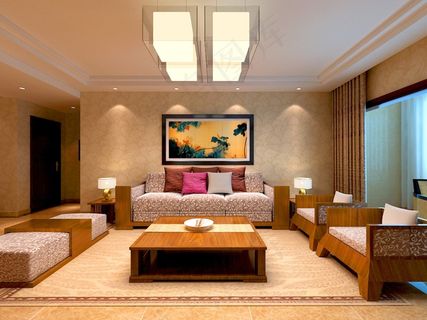 古典简约风室内设计客厅效果图