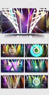 多彩绚丽年会晚会舞台演绎灯光效果背...