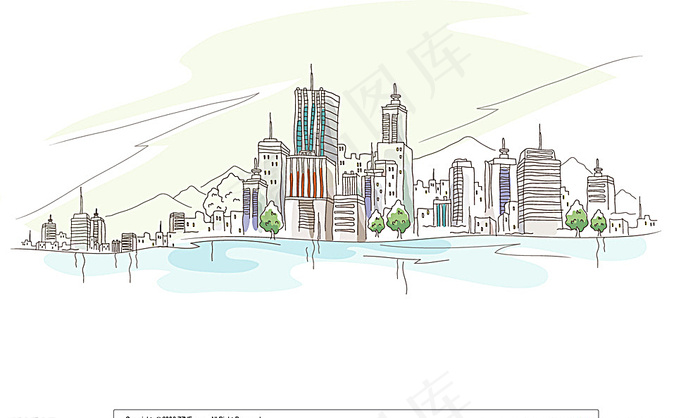 沿海城市风景插画图片ai矢量模版下载