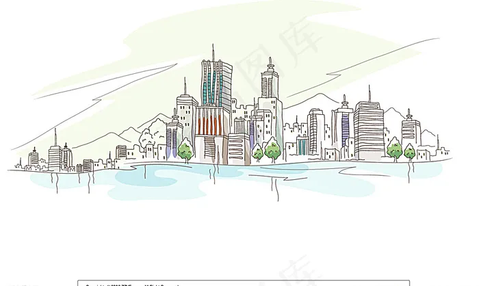 沿海城市风景插画图片ai矢量模版下载