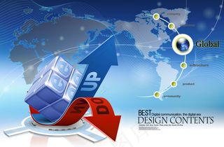 立体魔方箭头曲线PSD分层素材