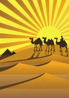 沙漠中行走的骆驼