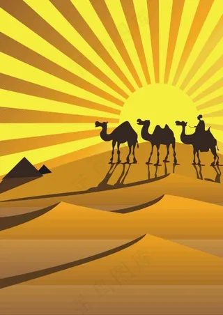 沙漠中行走的骆驼